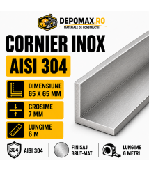 Cornier inox AISI 304, 65 x 65 x 7 mm, 6 metri